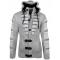 LCR White / Silver Grey Zip-Up Modern Fit Wool Blend Hooded Sweater 5605